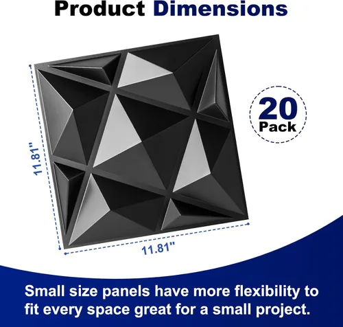 Vista 3 de Art3dwallpanels Paquete de 20 paneles de pared 3D para decoración de pared interior, 12 x 12 pulgadas, paneles de diamante blanco para sala de Nuevo