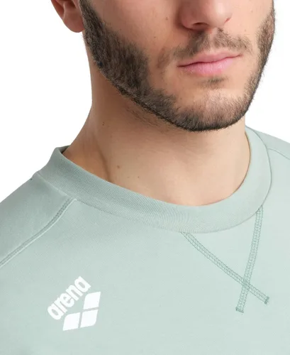 Vista 4 de ARENA Sudadera unisex de algodón sólido para adultos, manga larga, cuello redondo, ajuste regular