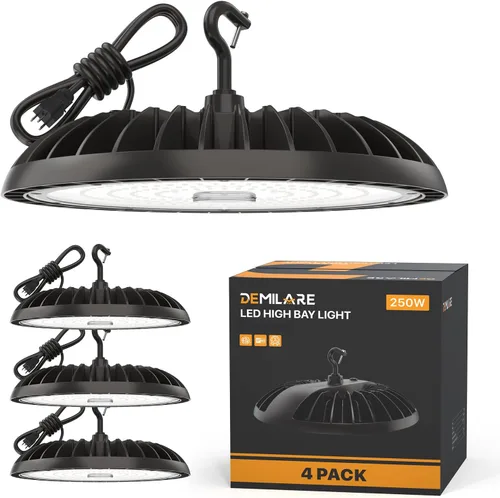 Vista 12 de Luces LED regulables de alta bahía de 150 W - 22500 LM, 2 unidades, 0-10 V regulables, blanco brillante de 5000 K para granero, garaje y taller