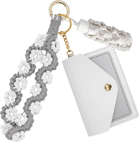 Vista 29 de BIHRTC Llavero de pulsera boho con soporte para lápiz labial, pulsera hecha a mano
