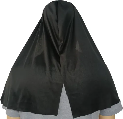 Vista 4 de Máscara de látex de monja aterradora con collar de cruz y diadema de monja, máscara de Halloween de cabeza completa, accesorios de disfraz de monja