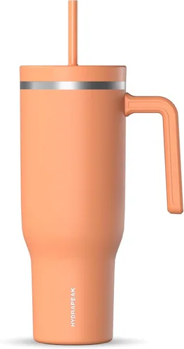 Vista 26 de Hydrapeak Voyager Vaso de 40 oz con Asa y Tapa con Pajita Botella de Agua Reutilizable de Acero Inoxidable Taza de Viaje Compatible con Portavasos