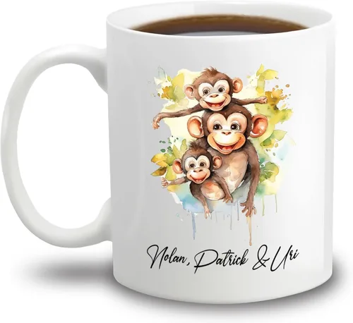 Vista 7 de Tazas de la familia de ranas, taza personalizada para amantes de los animales, taza de café para papá regalo de niños, taza de cerámica