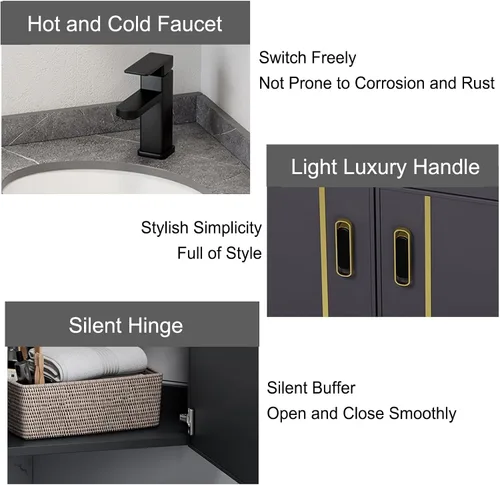 Vista 6 de Fregadero de montaje en pared, lavabo de esquina de baño, fregadero de cerámica, combo para espacio pequeño montado en la pared, diseño de juego