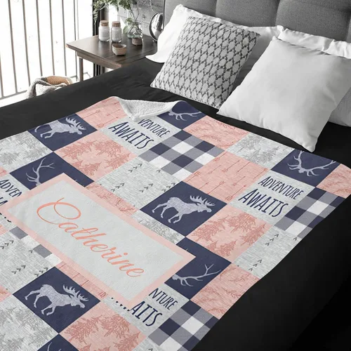 Vista 3 de Manta personalizada con nombre, manta de bebé personalizada para niños y niñas, manta personalizada con nombre para niños y adultos, manta de bosque