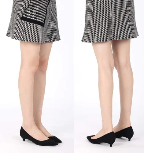 Vista 7 de Zapatos de tacón de gatito para mujer, clásicos, cerrados, puntiagudos, de 2 pulgadas, sin cordones, formal, para oficina, trabajo, boda, zapatos