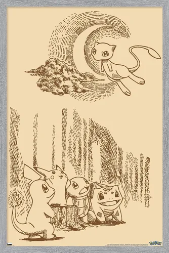 Vista 14 de Trends International Pokémon - Póster de pared de escena sepia, 22.4 pulgadas de largo x 14.7 pulgadas, versión enmarcada de madera de granero