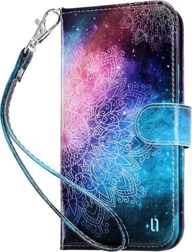 Vista 15 de ULAK Compatible con iPhone 12 Pro Max Funda Cartera con Portarjetas, Funda de Cuero PU con Soporte Plegable Ranuras para Tarjetas Correa de Muñeca
