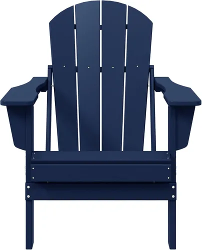 Vista 4 de WestinTrends Malibu 4 Adirondack Patio Chairs & 2 Side Tables, Navy Blue