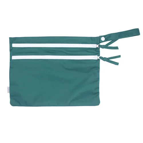 Vista 10 de BapronBaby Minimalist Champagne Wet Dry Bag - Waterproof Two Zipper Pockets - Reusable for Mealtime, Diapers, Stroller, Snacks, Swimsuits - Machine