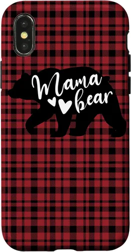 Vista 5 de Mama Bear Buffalo Black and Red Plaid Family Women Mom Gifts Case for iPhone 17