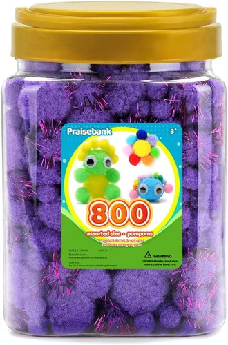 Vista 22 de Praisebank Pompones Negros - 2000 piezas, 1cm, Ideales para Artes y Manualidades, Bolas de Pompón en Frasco