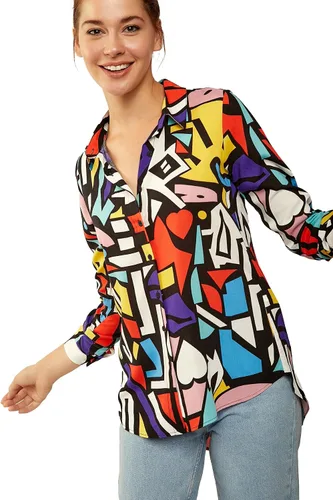 Vista 2 de Blusas para mujer camisas casuales de manga larga con botones XS-3XL