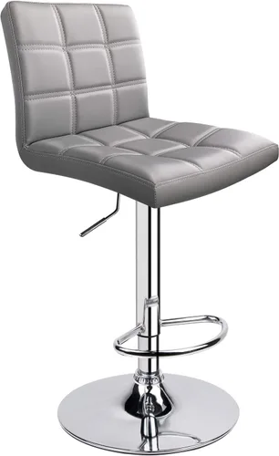 Vista 14 de Taburetes de bar ajustables de piel sintética moderna con espalda, juego de 2, taburete giratorio de altura de mostrador por Leopard (beige)