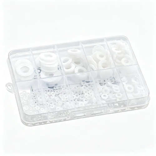 Vista 3 de Kit surtido de arandelas planas de nailon blanco de 500 piezas para tornillo M2 M2.5 M3 M4 M5 M6 M8 M10 Para uso mecánico y eléctrico M2 M2.5 M3