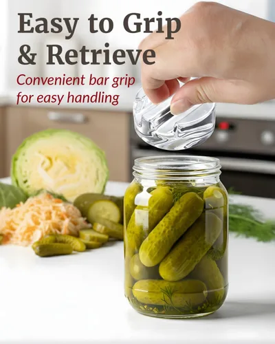 Vista 4 de Elementi Kit de pesas de fermentación – Juego de 2 pesos de fermentación de vidrio y tapas de fermentación de tarros Mason para tarros Mason de boca