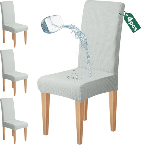 Vista 16 de Dioxide Juego de 4 fundas impermeables para sillas de comedor, fundas elásticas para sillas de comedor, fundas para sillas Parson, extraíbles
