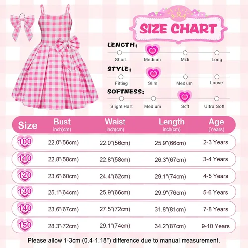 Vista 6 de Eledobby Pink Dress for Girls Princess Costume Pink Outfits Halloween Dress Up Birthday Party Sleeveless Plaid Dresses