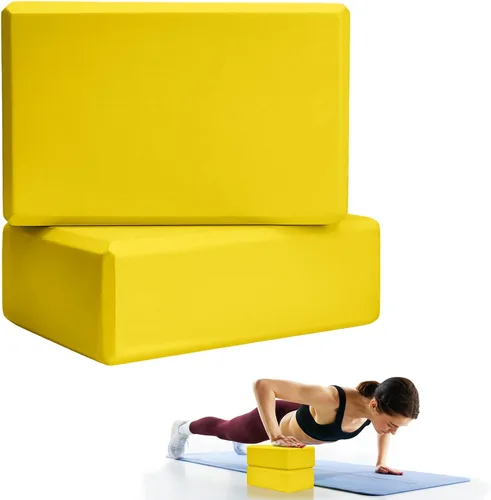 Vista 8 de 2 bloques de yoga, bloques de espuma de 9 x 6 x 3 pulgadas, accesorios de yoga para pilates, estiramiento y meditación, bloques de ejercicio ligeros