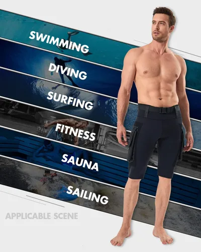 Vista 4 de Seaskin Pantalones cortos de buceo de 0.098 in para hombre con bolsillo
