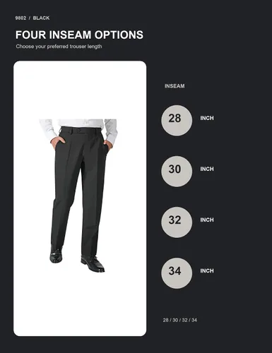 Vista 7 de Plaid&Plain Pantalones de vestir para hombre, cintura elástica, corte recto Negro