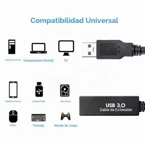 Vista 4 de Cable de extensión USB 3.0 activo de 25 pies, cable de extensión USB largo A-macho A-hembra, con potenciadores de señal de chipset de expansión