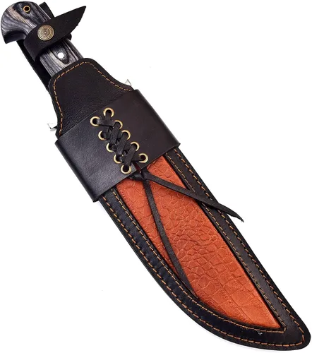 Vista 3 de Poshland REG-109 Cuchillo Bowie hecho a mano de acero D2 de 15.25 pulgadas, mango de madera maciza