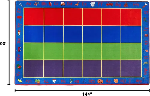 Vista 3 de KidCarpet.com ABC Rainbow - Alfombra para aula con 24 asientos, rectangular de 7 pies 6 pulgadas x 12 pies