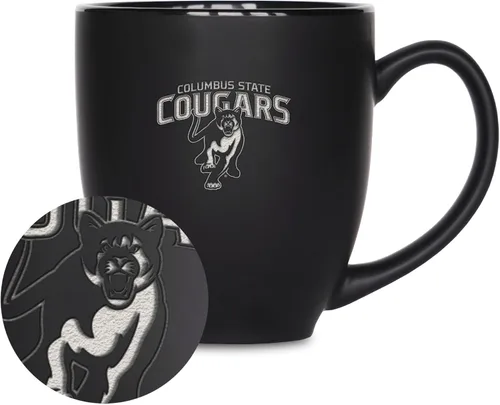 Vista 98 de Rico Industries - Taza de cerámica mate negra con grabado láser estándar de 15oz para NCAA (escuelas T & U) - Para bebidas calientes o frías