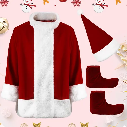 Vista 2 de Saiksi Disfraz de monstruo verde para adulto, disfraz de Papá Noel peludo verde navideño para hombre, 9 piezas divertido traje de Papá Noel