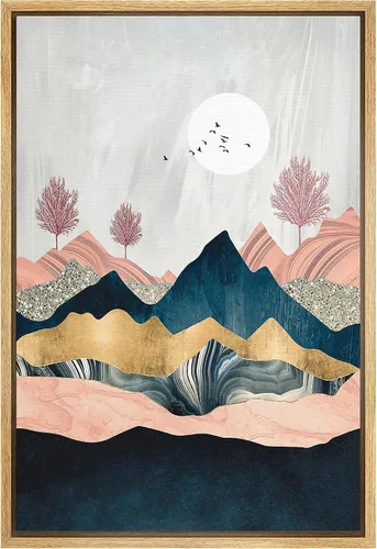 Vista 14 de SIGNFORD Lienzo enmarcado para pared, pinos sepia, bosques, bosques, naturaleza, ilustraciones de área silvestre, arte digital, arte moderno