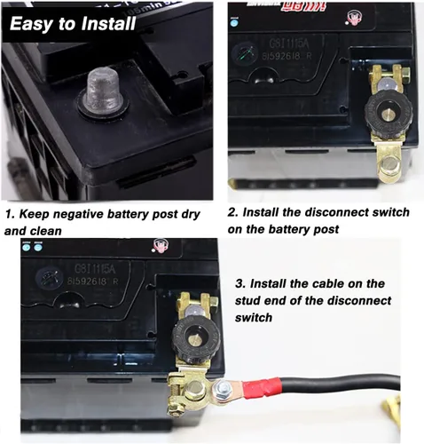Vista 5 de Interruptor de desconexión de batería de poste superior - Interruptor de corte de batería de desconexión rápida para automóvil, camión, marina, casa