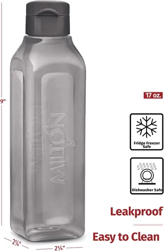 Vista 6 de MILTON Botella de agua de viaje, 1 botella deportiva reutilizable con tapa de cierre fácil de abrir y cuello a prueba de fugas, botellas de agua
