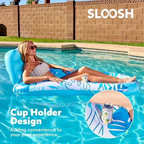 Vista 5 de SLOOSH Paquete de 2 flotadores inflables para piscina para adultos, flotador de piscina para sala de estar, balsa, flotadores, silla reclinable
