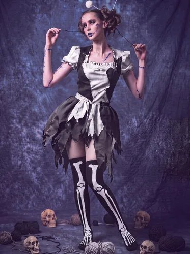 Vista 7 de Juego de medias de guantes de esqueleto de Halloween