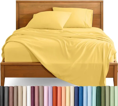 Vista 64 de Bare Home Juego de Sábanas Twin - Sábanas de Cama de Microfibra Ultra-Suave 1800 - Doble Cepillado - Bolsillos Profundos - Ajuste Fácil - Extra