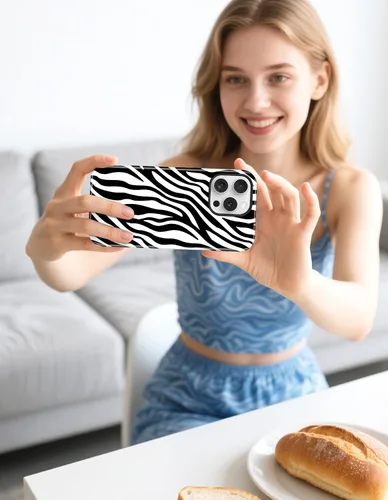 Vista 6 de Jusy Funda magnética Zebra para iPhone XR, color negro