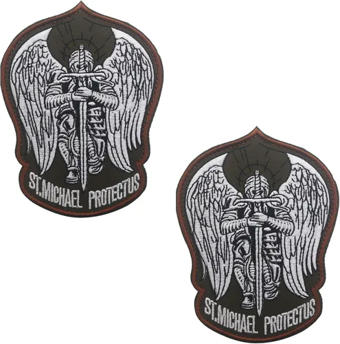 Vista 10 de St. Saint Michael Protect Us - Parche bordado de moral, parches tácticos militares para operador del ejército con cierres de gancho y bucle, 3.54 x