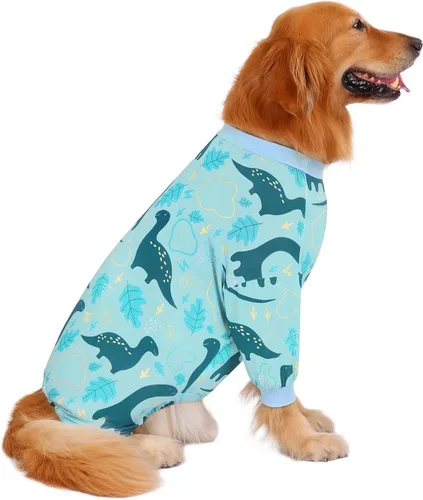 Vista 22 de HDE Pijama de una pieza para perro, ligero, para perros M-3XL, estrellas fantasmales, talla S
