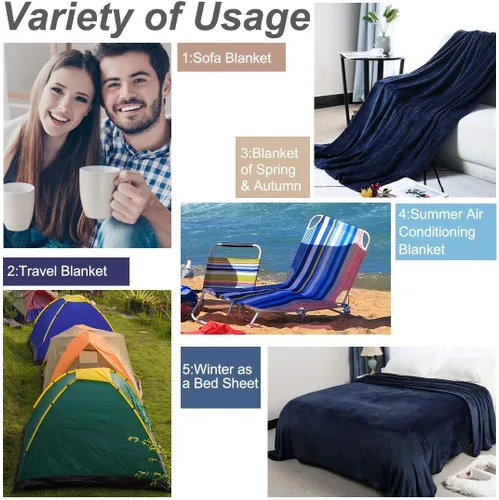 Vista 4 de PiccoCasa Manta de franela de forro polar, suave, ligera y cálida para todas las estaciones, dobladillo ancho, lujosa y cómoda, decorativa