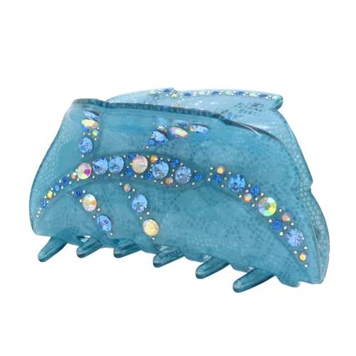 Vista 7 de Fashion & Lifestyle Pinza para el cabello para mujeres y niñas, grande, pinza bastante fuerte, pasador antideslizante, agarre hacia arriba, Azul