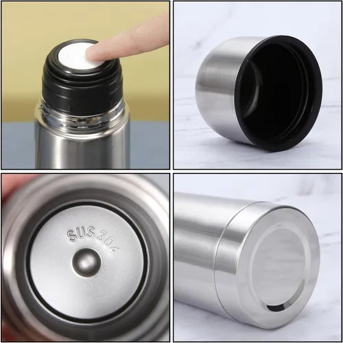 Vista 4 de Botella térmica aislada con taza, frasco de café de acero inoxidable para bebidas calientes y frías, botella de agua aislada al vacío, taza de viaje