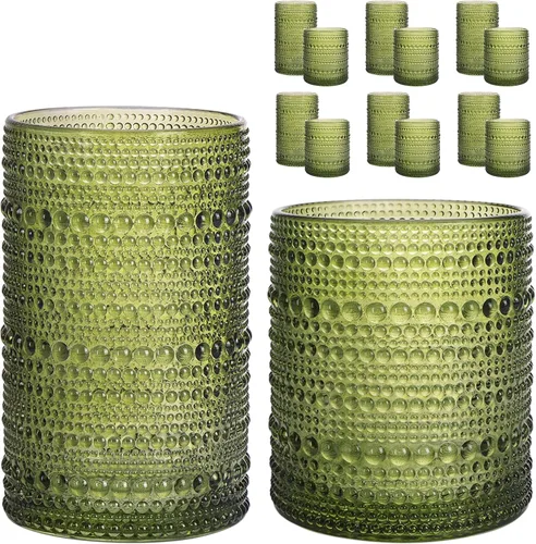 Vista 30 de Moretoes - Juego de 6 vasos de cristal vintage con forma de hobuña, color azul