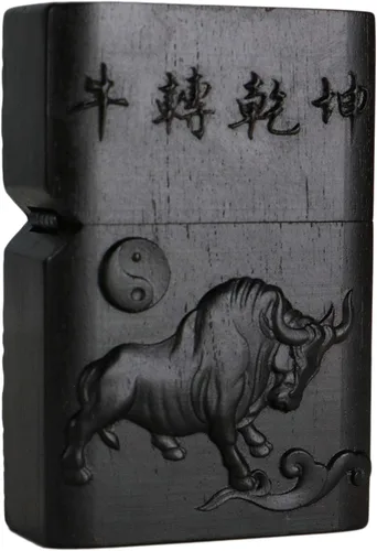 Vista 10 de Carcasa exterior de encendedor tallado en madera negra de ébano natural para kit de inserción Zippo (1000 brazos Avalokiteshvara de la diosa 3#)