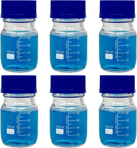 Vista 4 de Karter Scientific Botellas redondas de vidrio de 1.7 fl oz con tapa de rosca GL32, borosilicato, (paquete de 2)