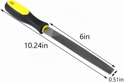Vista 2 de Lima plana de 6 pulgadas de longitud, lima de mano de acero de alto carbono con mango ergonómico para remover, refinar, dar forma y raspar proyectos