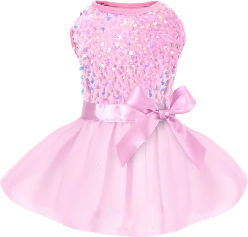 Vista 22 de Yikeyo Vestido de perro para primavera y verano, ropa de perro para perros pequeños, falda para perros pequeños, vestidos de cachorro, vestido