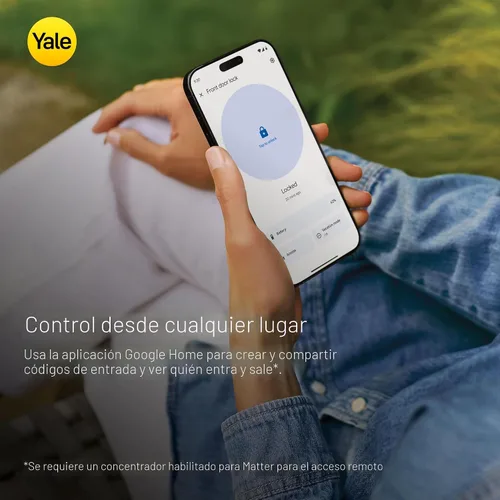 Vista 4 de Cerradura inteligente Yale con llave con Google Matter, color ceniza Keypad + app + key entry, Google Home app control, ANSI/BHMA Grade 2, Fits