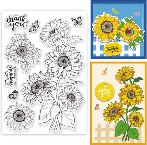 Vista 7 de ORIGACH Sellos transparentes de margaritas, sellos de silicona transparente floral para hacer tarjetas, álbumes de recortes, decoración de álbumes