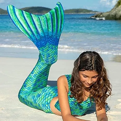 Vista 2 de Fin Fun - cola de sirena sola, puntas reforzadas, sin monoaleta, para niños, adultos, niños y niñas
